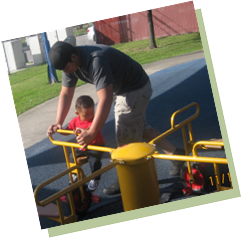 Student with Teacher on Playground Student with Teacher on Playground