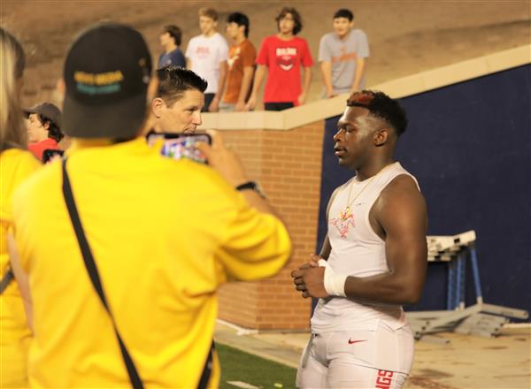 Rashard Johnson being interviewed after the game